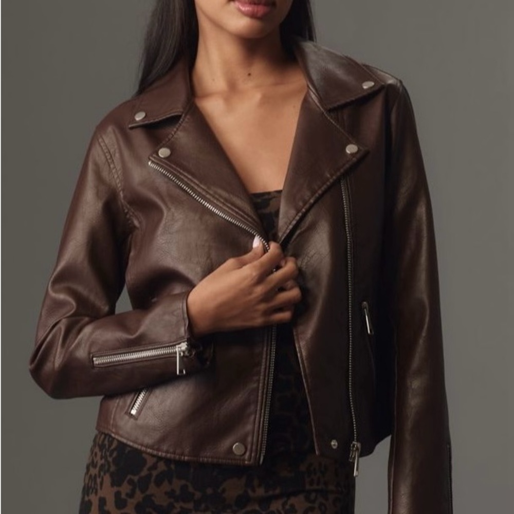 Anthropologie Saige Faux Leather Moto Jacket - Picture 3 of 8
